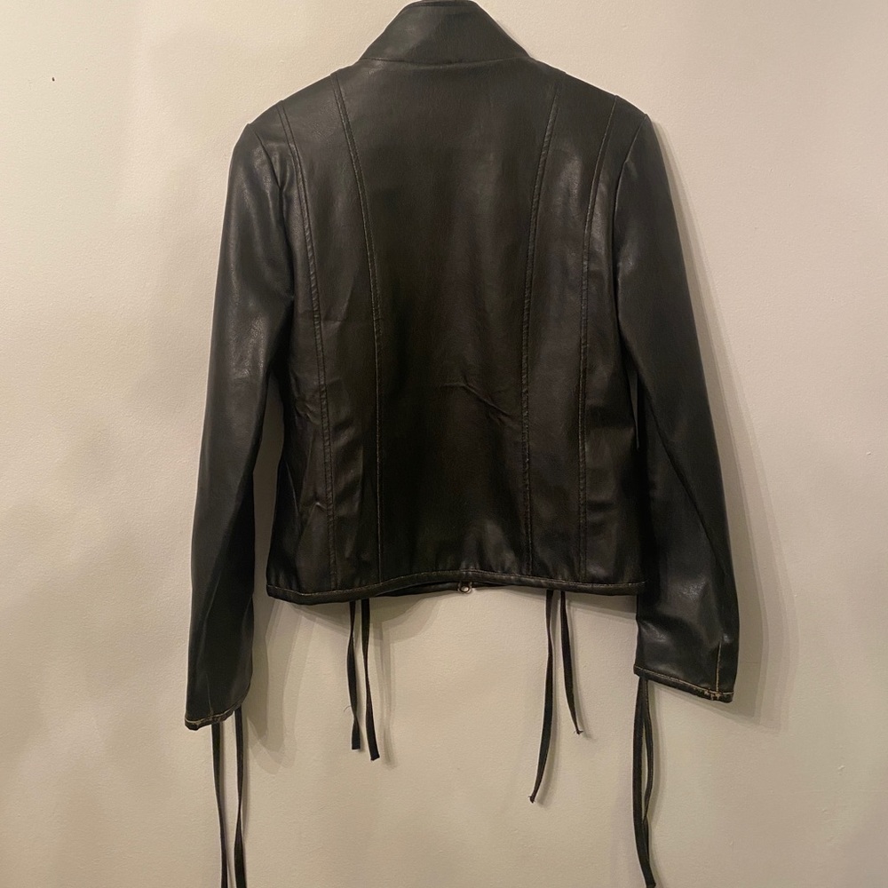 Distressed Faux Leather Rocker Jacket *worn once!* - Picture 2 of 3
